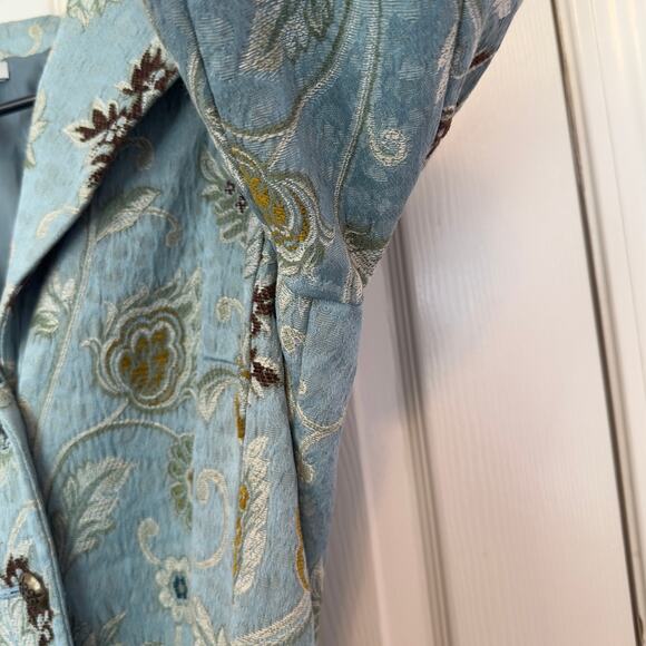 CAbi Guinevere Floral Jacquard Tapestry Longline Belted Coat Size 6 Blue Green - Picture 8 of 9